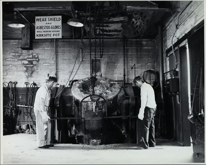 Framed Print : Workers At Metal Works; Safety Sign Framed Print : Workers At Metal Works; Safety Sign