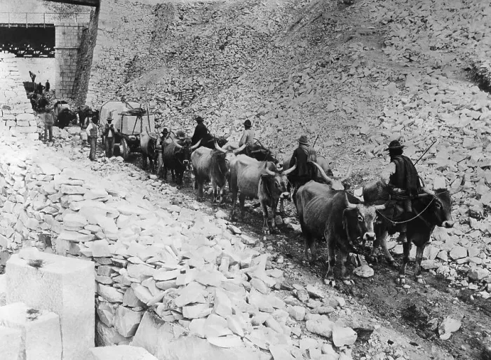 Framed Print : Workers Moving Excavated Marble From Work Site Framed Print : Workers Moving Excavated Marble From Work Site