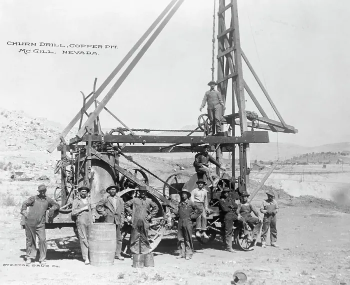 Framed Print : Workers Near And On Drill In Nv Ca 1880 Framed Print : Workers Near And On Drill In Nv Ca 1880