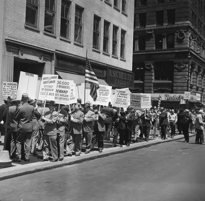 Framed Print : Workers Picket Office of Robert Moses Framed Print : Workers Picket Office of Robert Moses