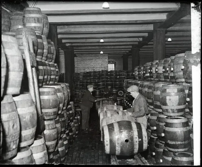 Framed Print : Workers Preparing Beer Barrels Framed Print : Workers Preparing Beer Barrels