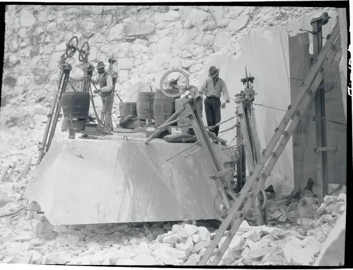 Framed Print : Workers in the Quarries of Carrera Framed Print : Workers in the Quarries of Carrera
