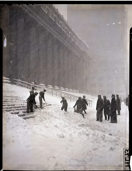 Framed Print : Workers Shoveling Snow Off Steps Framed Print : Workers Shoveling Snow Off Steps
