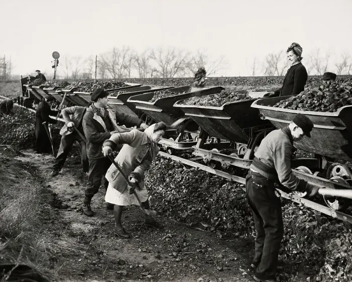 Framed Print : Workers Shovelling Gravel Framed Print : Workers Shovelling Gravel