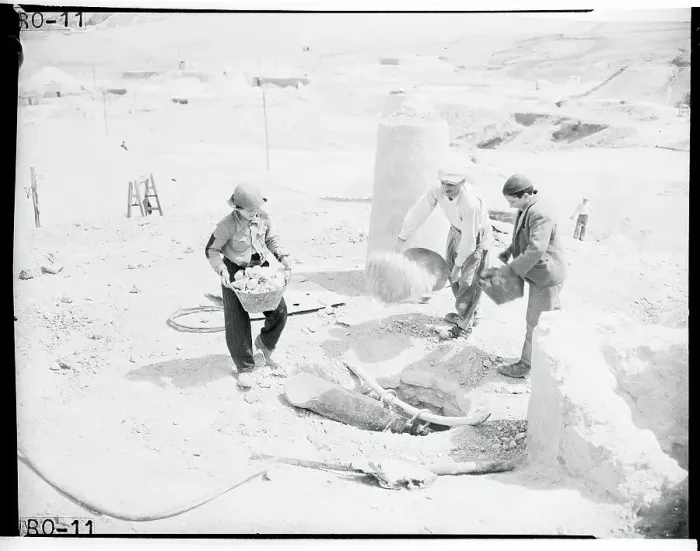 Framed Print : Workers Throwing Stone Into an Oven