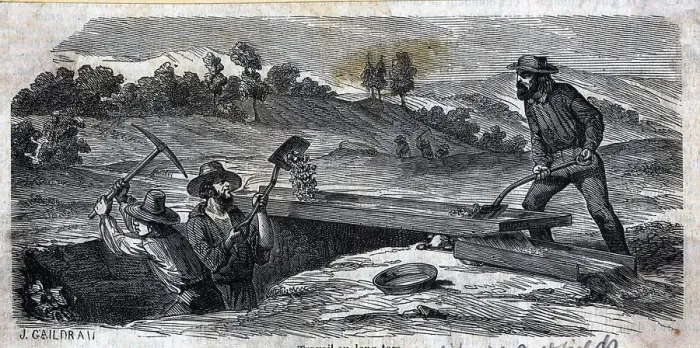 Framed Print : Workers Work On A Long Tom; Illust Framed Print : Workers Work On A Long Tom; Illust