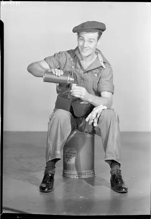 Framed Print : Workman Seated / Pouring Coffee / Lunch Framed Print : Workman Seated / Pouring Coffee / Lunch