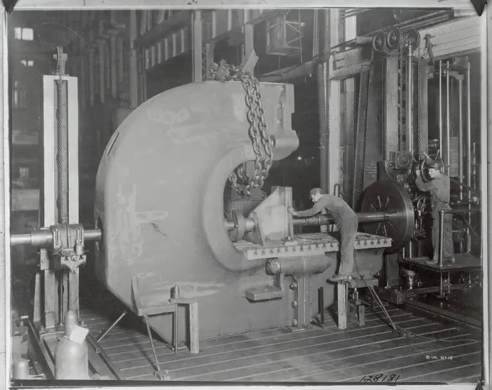 Framed Print : Workmen in Bement-Miles Machining Company Framed Print : Workmen in Bement-Miles Machining Company
