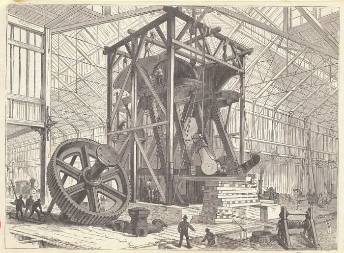 Framed Print : Workmen Erecting Engines Framed Print : Workmen Erecting Engines