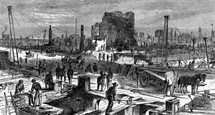 Framed Print : Workmen Rebuild Chicago W / Cement Horses Framed Print : Workmen Rebuild Chicago W / Cement Horses