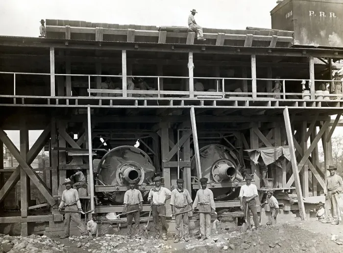 Framed Print : Workmen With Shovels Pose Framed Print : Workmen With Shovels Pose