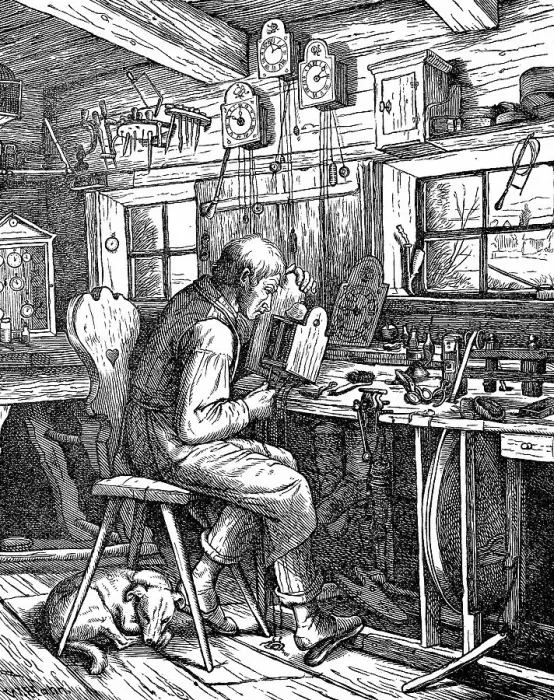 Framed Print : Workshop of a clockmaker in the Black Forest, Germany, Historic, digital reproduction of an original 19th-century model Framed Print : Workshop of a clockmaker in the Black Forest, Germany, Historic, digital reproduction of an original 19th-century model
