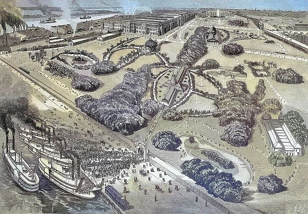 World exposition, The Worlds Fair in New Orleans, USA, 1884, Historical, digitally restored reproduction from a 19th century original