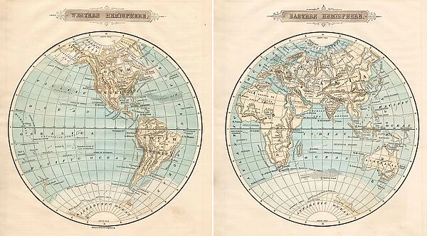 World in hemispheres 1881