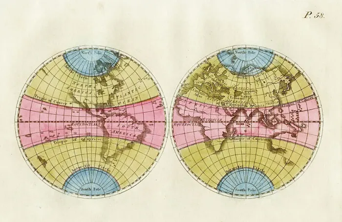 Framed Print : The World in Hemispheres - Map Published 1819, London for P. Virgilii Maronis Georgicorum Libri Quator. The Georgicks of Virgil Framed Print : The World in Hemispheres - Map Published 1819, London for P. Virgilii Maronis Georgicorum Libri Quator. The Georgicks of Virgil