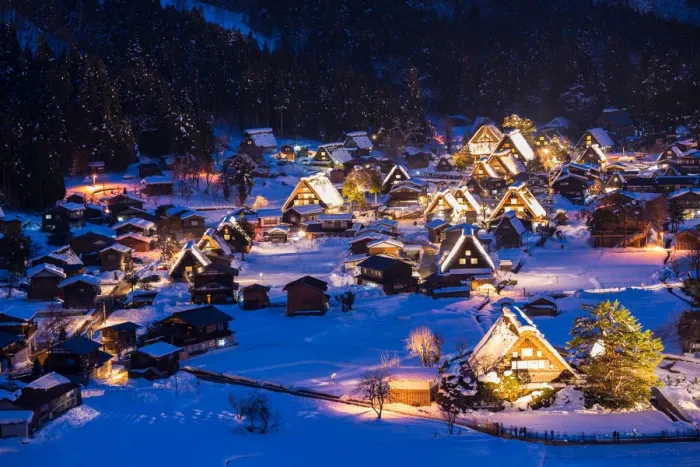 Framed Print : World Heritage, Light up of Shirakawago, Japan Framed Print : World Heritage, Light up of Shirakawago, Japan