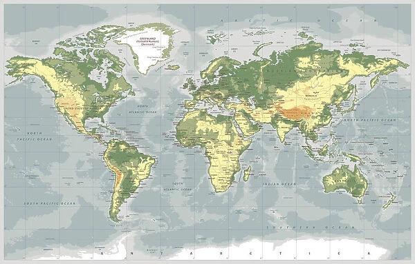 World Map Physical Vector