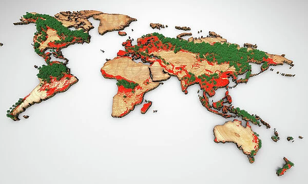 World map showing levels of defeorestation