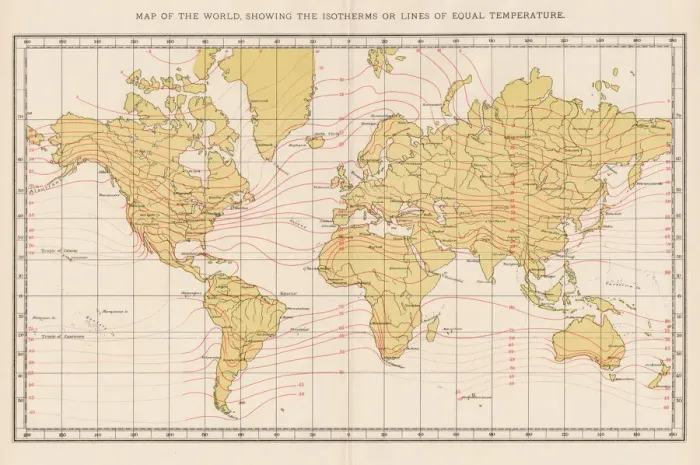 Framed Print : World map temperature 1893 Framed Print : World map temperature 1893