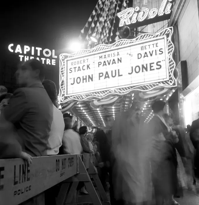 Framed Print : World Premiere of Movie John Paul Jones At Rivoli Theater in 1959 Framed Print : World Premiere of Movie John Paul Jones At Rivoli Theater in 1959