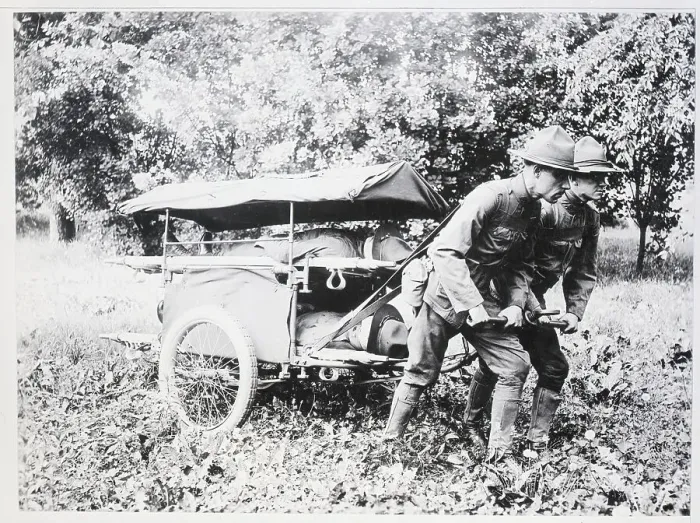 Framed Print : World War I Soldiers Pulling Wounded
