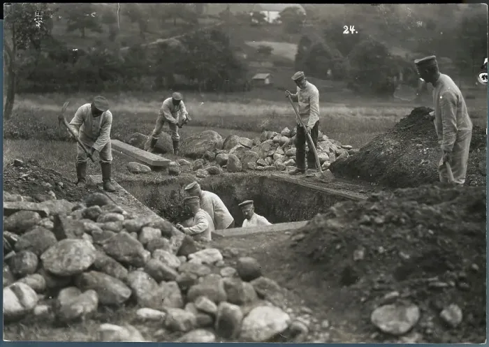 Framed Print : World War One Soldiers Preparing Burial Lot Framed Print : World War One Soldiers Preparing Burial Lot