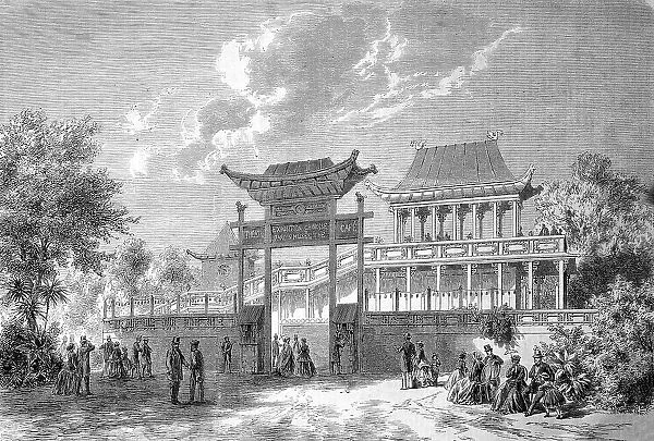 World's Fair, World's Fair or Universal Exhibition in Paris, France, The Chinese Exhibition and Theatre, Paris World's Fair 1889, Historic, digitally restored reproduction of an original 19th century artwork, exact original date unknown