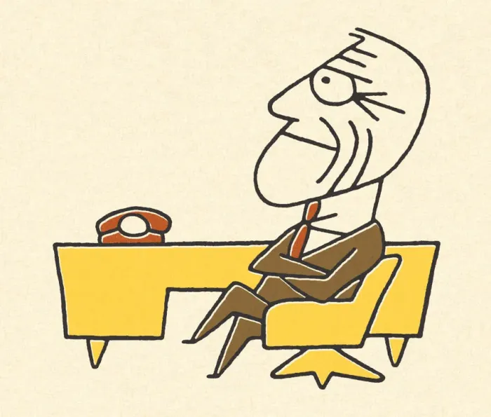 Framed Print : Worried Businessman Sitting at a Desk Framed Print : Worried Businessman Sitting at a Desk