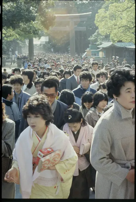 Framed Print : Worshippers Crowding Street Framed Print : Worshippers Crowding Street