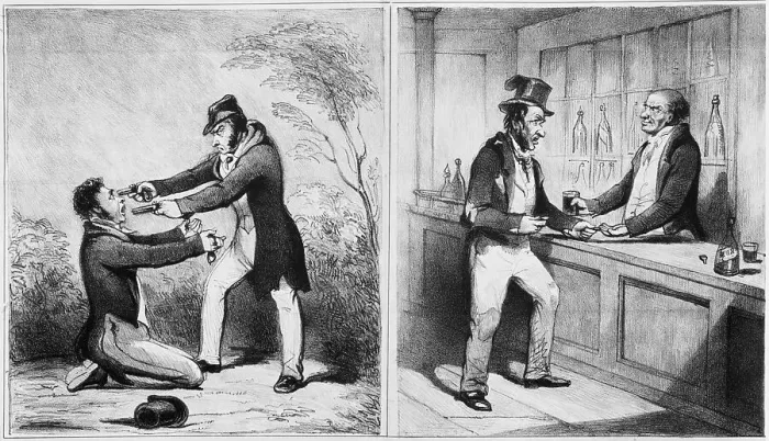 Framed Print : Which is the Worst, Deliver or Die! Deliver and Die! Illustration from Police Gazette Framed Print : Which is the Worst, Deliver or Die! Deliver and Die! Illustration from Police Gazette