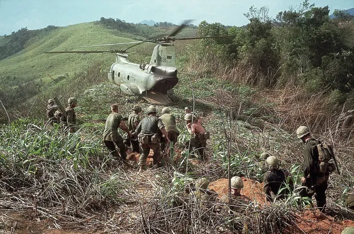 Framed Print : Wounded US Marines Evacuating Battle
