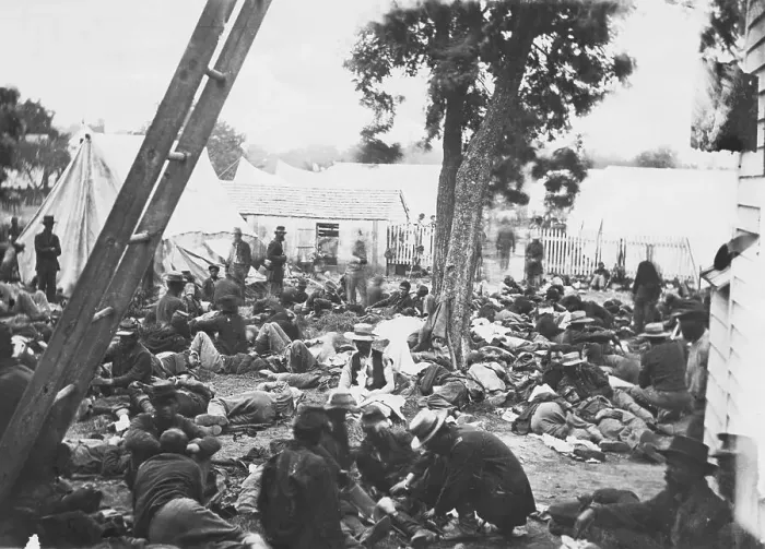 Framed Print : Wounded Resting At Field Hospital Framed Print : Wounded Resting At Field Hospital
