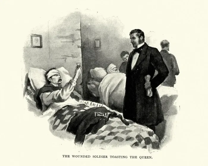 Framed Print : Wounded soldier toasting Queen Victoria, 1850s