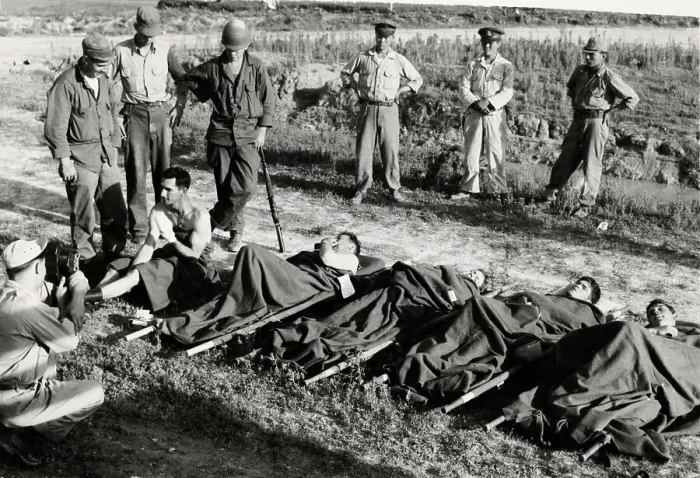 Framed Print : Wounded US Soldiers Awaiting Evacuation Framed Print : Wounded US Soldiers Awaiting Evacuation