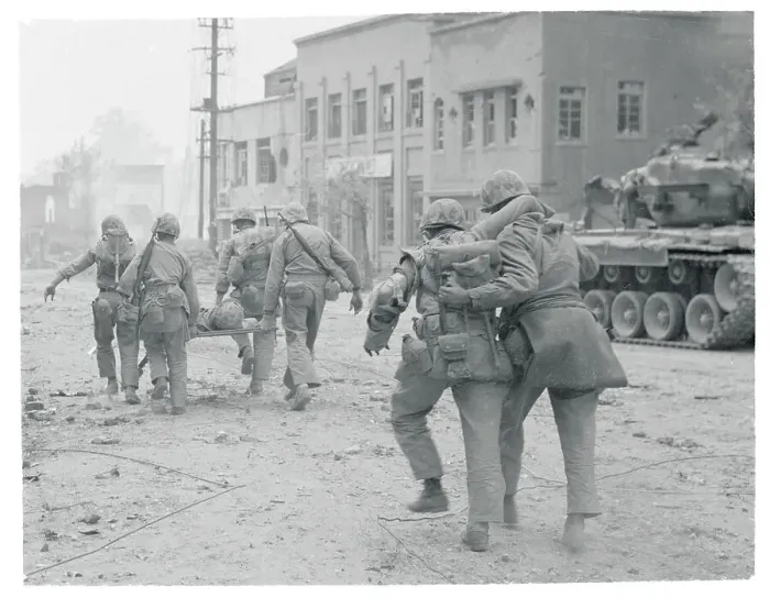 Framed Print : Wounded Soldiers Passing Through Seoul Framed Print : Wounded Soldiers Passing Through Seoul