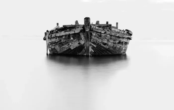 Framed Print : Wreck ship in black and white Framed Print : Wreck ship in black and white