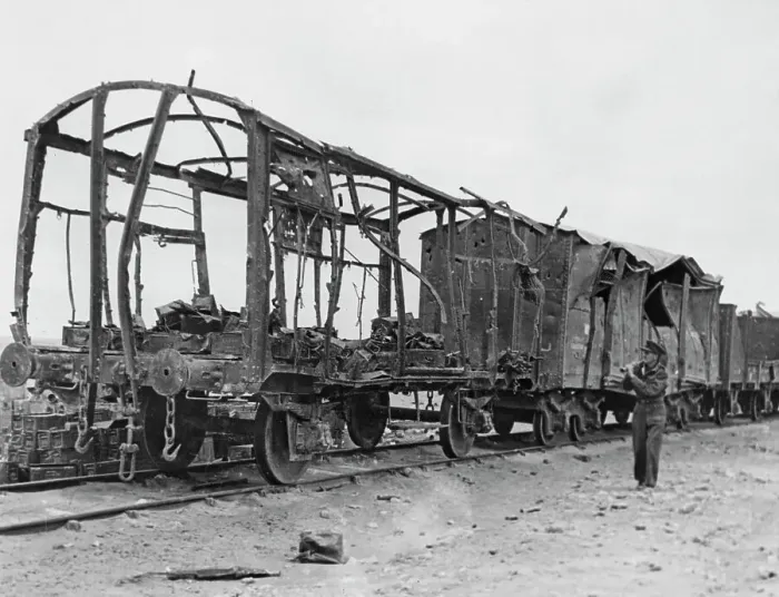 Framed Print : Wrecked Ammunition Train In Libya, 1942 Framed Print : Wrecked Ammunition Train In Libya, 1942