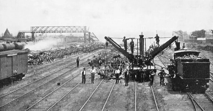 Framed Print : Wrecking Crew at Work in Railroad Yard Framed Print : Wrecking Crew at Work in Railroad Yard