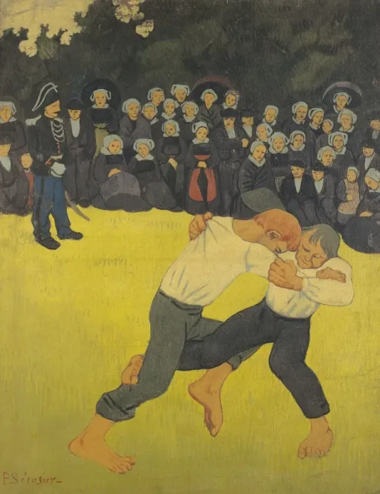 Framed Print : The Wrestling Bretons, c. 1893 (oil on canvas) Framed Print : The Wrestling Bretons, c. 1893 (oil on canvas)