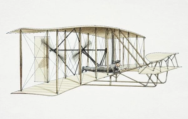 The Wright brothers 1903 Flyer plane, side view
