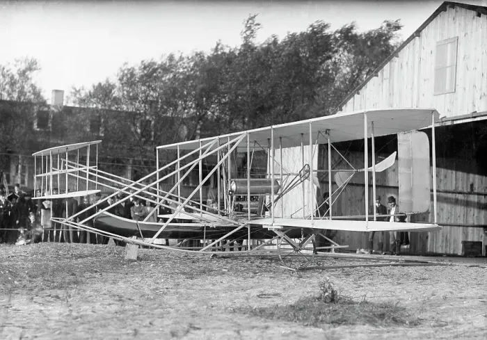 Framed Print : Wright Brothers and Airplane