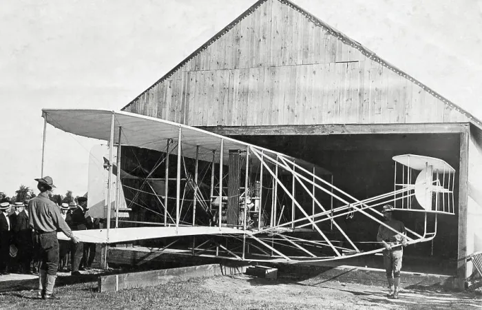 Framed Print : Wright Brothers Plane at Hangar Framed Print : Wright Brothers Plane at Hangar
