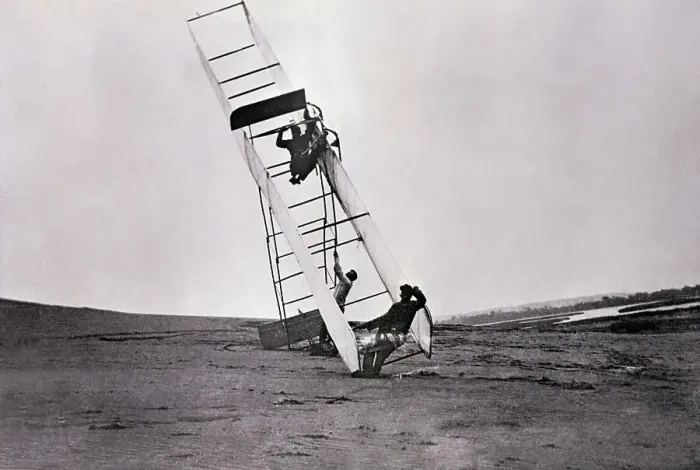 Framed Print : Wright Glider After Bumpy Landing