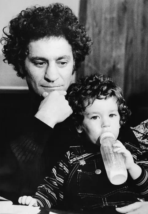 Framed Print : Writer Abbie Hoffman Holding His Son Framed Print : Writer Abbie Hoffman Holding His Son