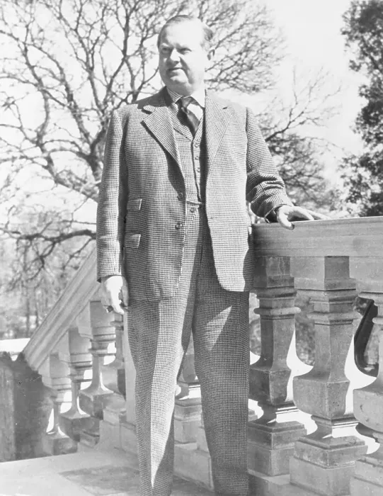 Framed Print : Writer Evelyn Waugh on Balcony at Home Framed Print : Writer Evelyn Waugh on Balcony at Home