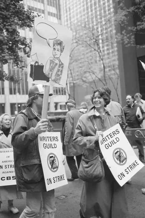 Framed Print : Writers Guild Strikers Picket CBS Framed Print : Writers Guild Strikers Picket CBS