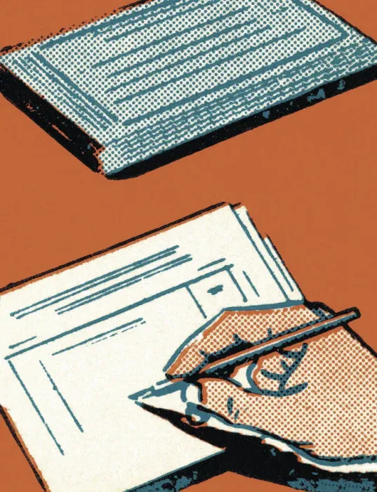 Framed Print : Writing an Invoice