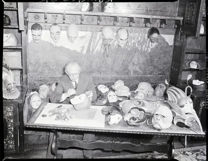 Framed Print : W.T. Benda at Work Painting Mask Framed Print : W.T. Benda at Work Painting Mask