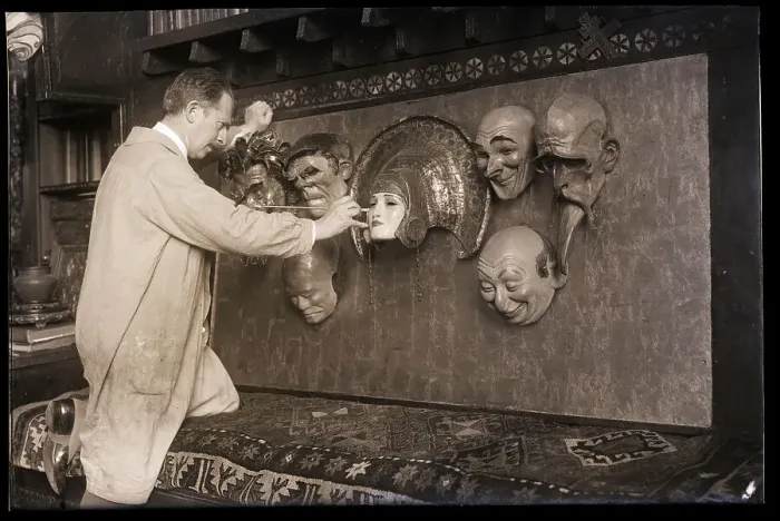 Framed Print : W.T. Benda Working on Mask Framed Print : W.T. Benda Working on Mask