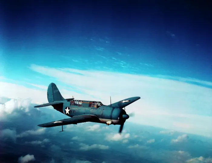Framed Print : WWII Curtis Helldiver in Flight